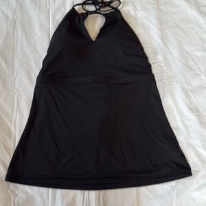 Athleta high neck keyhole tankini top womens size medium black swim lake beach r